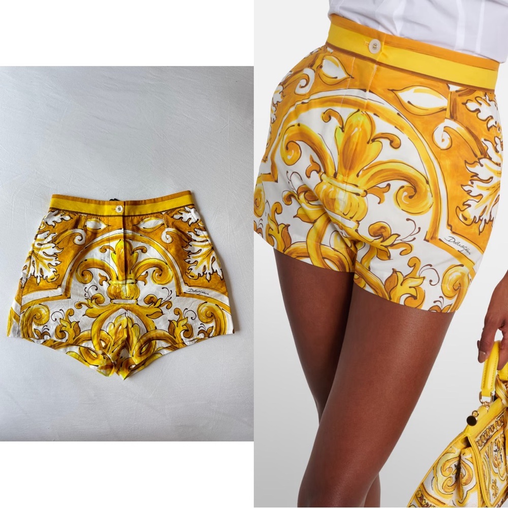 Dolce & Gabbana Majolica Poplin Cotton Shorts